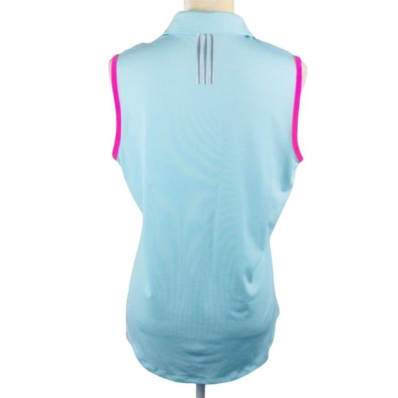 Adidas Women's Sleeveless Golf Polo Top Size L Blue and pink. - Picture 6 of 12